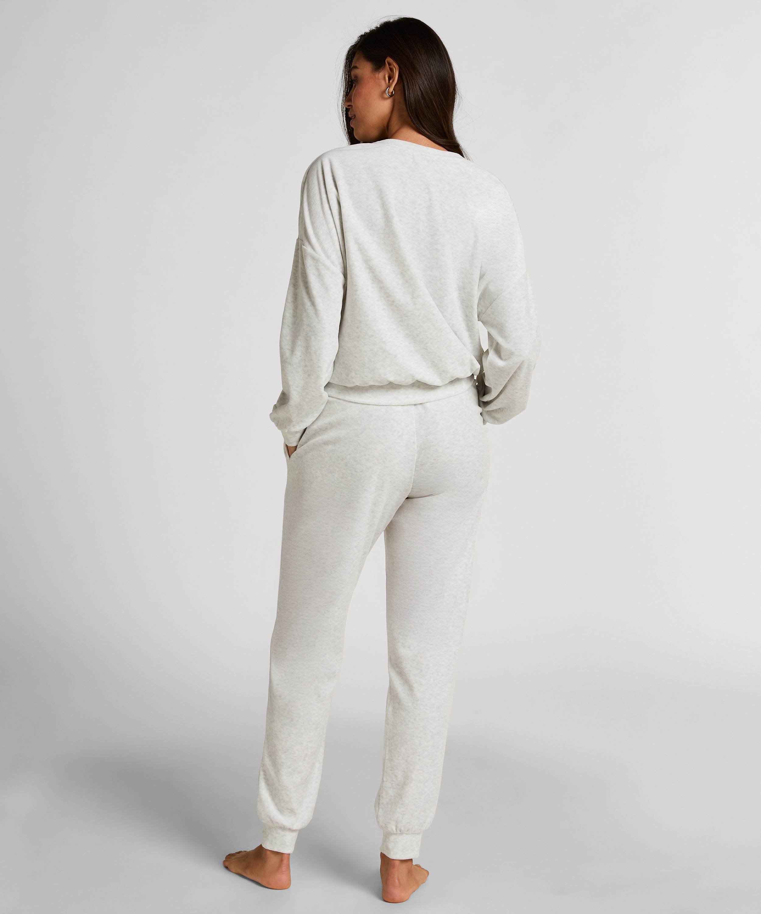 Jogging en velours, Gris, main