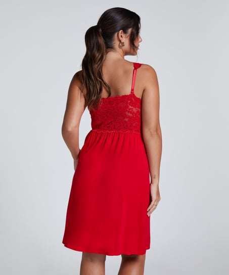 Slipdress Nora Lace, Rood