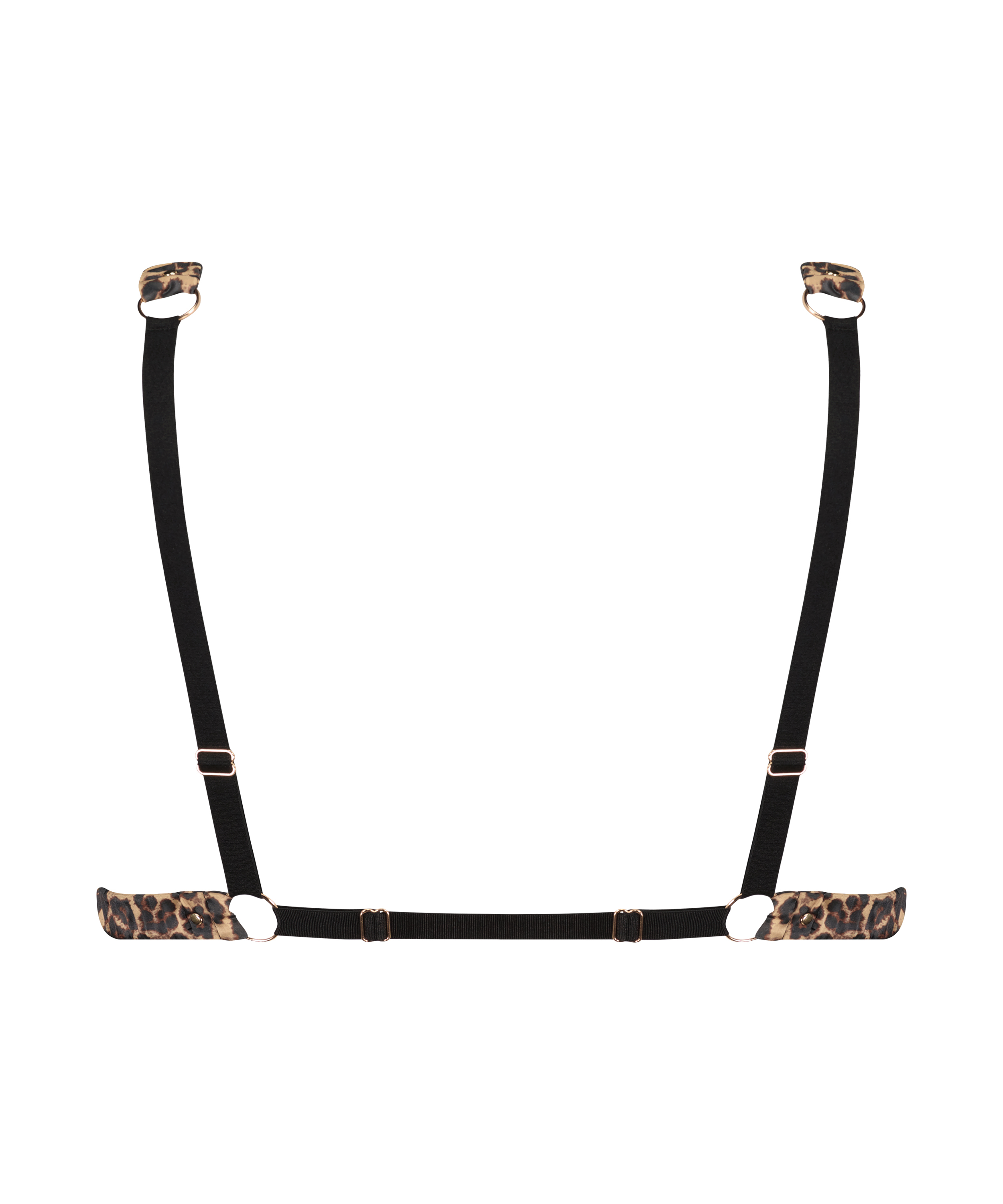 Brassière en satin léopard, Noir, main