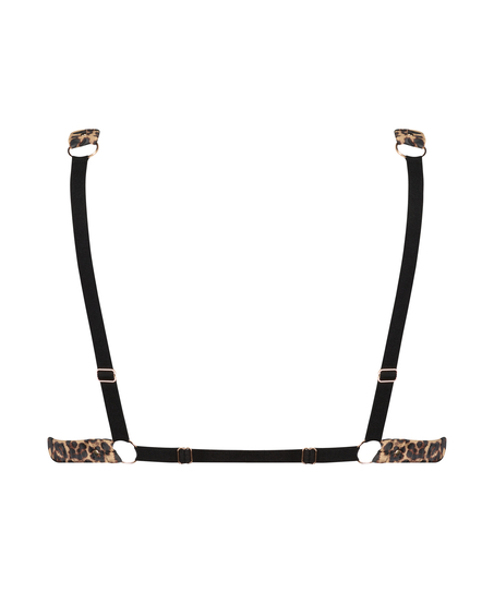 Brassière en satin léopard, Noir