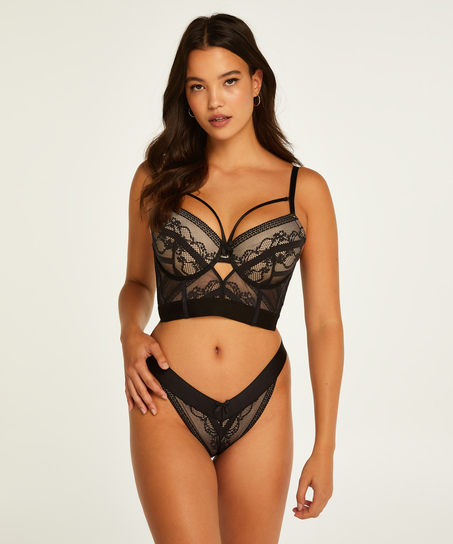 Soutien-gorge à armatures préformé longline Cleo, Noir
