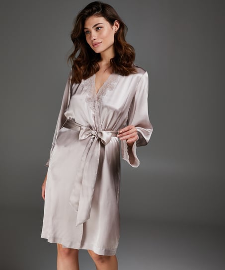 Kimono zijde lace trim, Roze