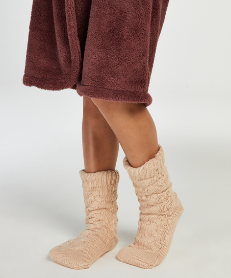 1 paire de chaussettes tricot&eacute;es, Blanc