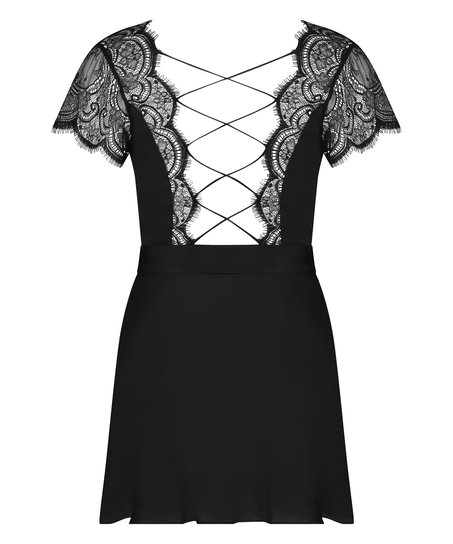 Kimono satin Coco, Zwart