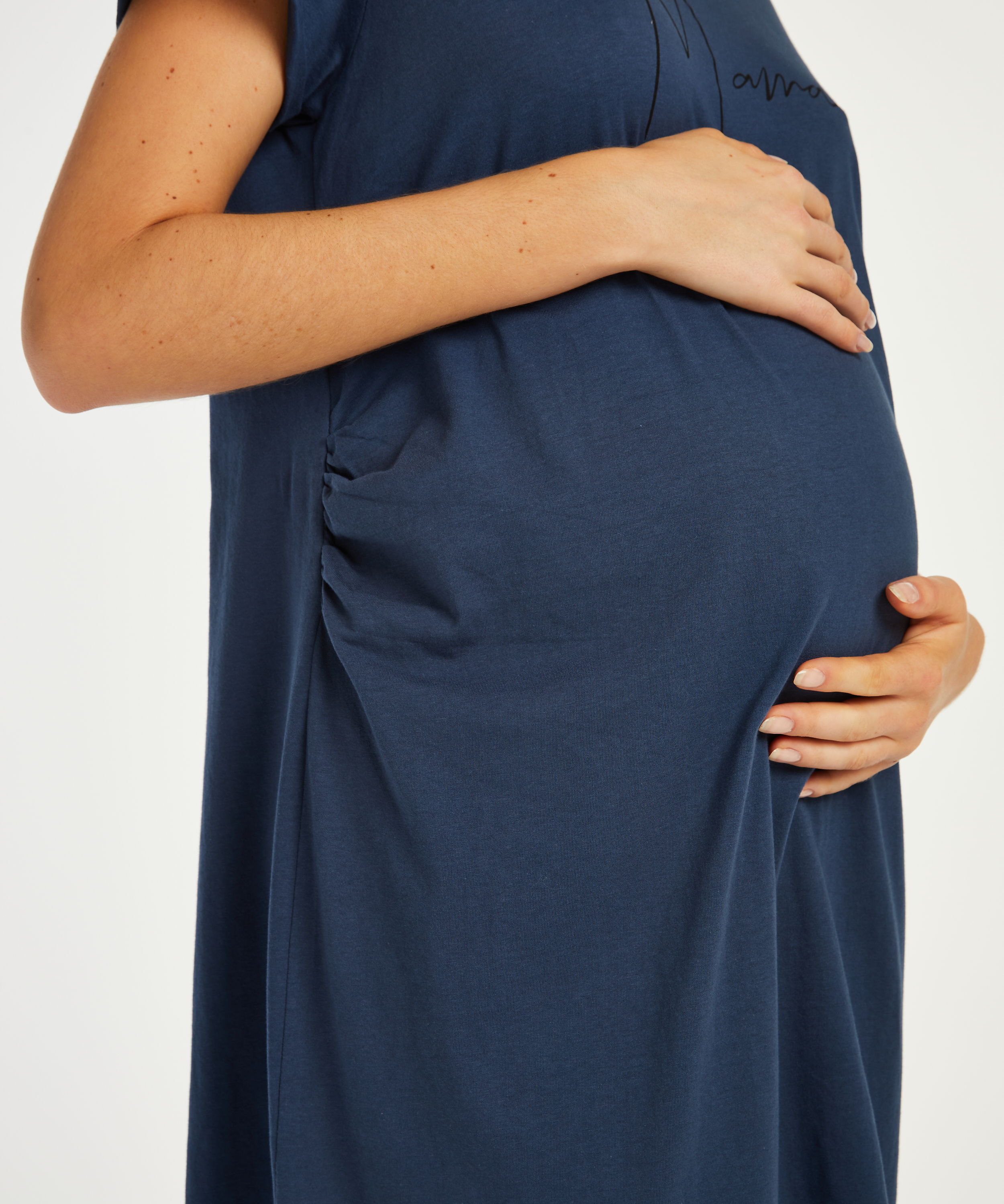 T-shirt de nuit grossesse &agrave; manches courtes, Bleu, main