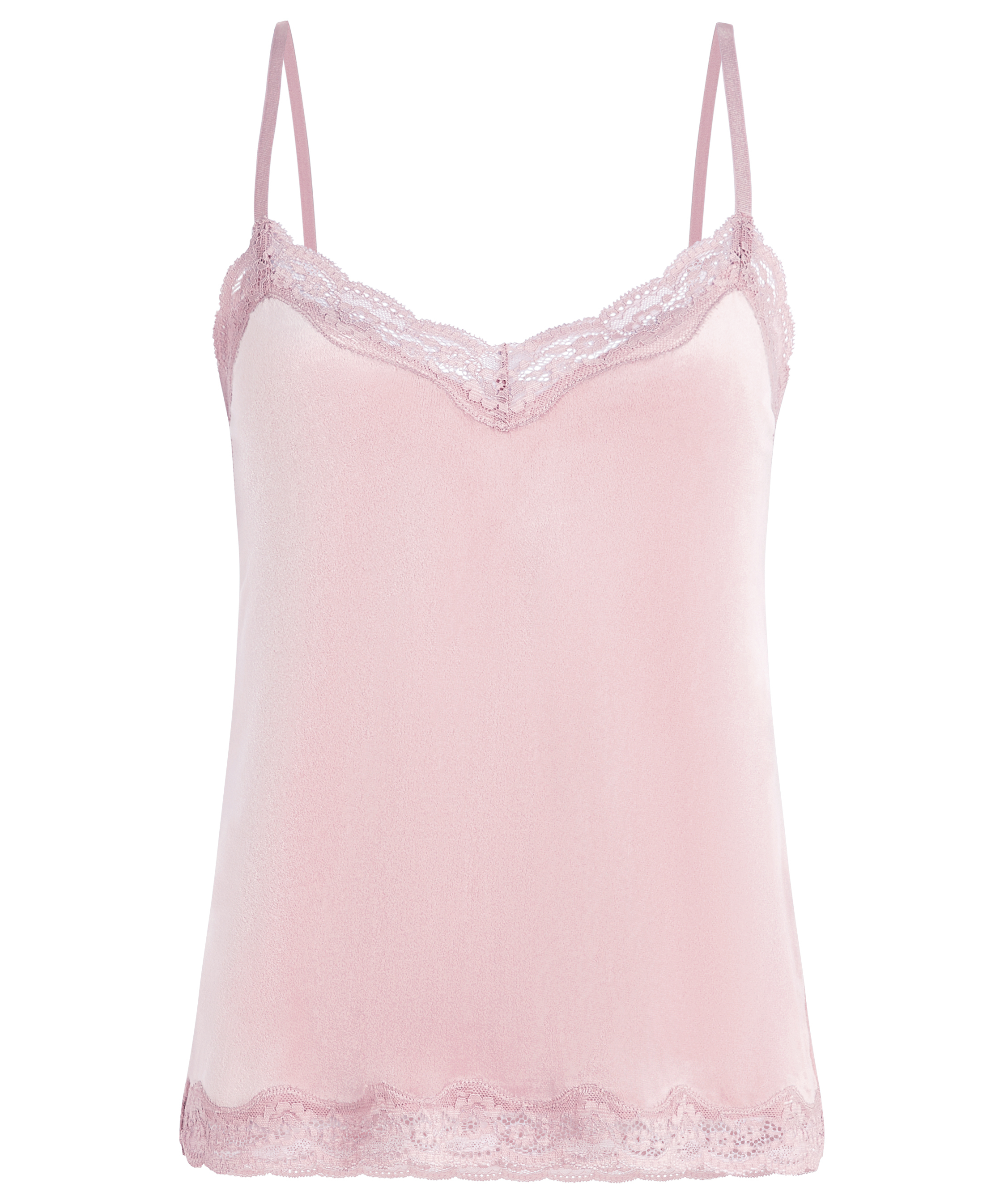 Camisole velours Dentelle, Rose, main