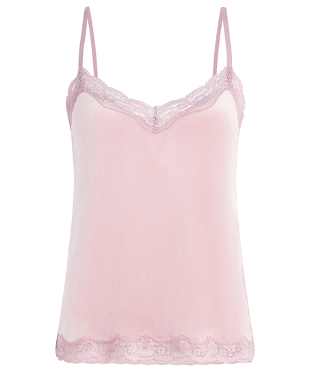Camisole velours Dentelle, Rose