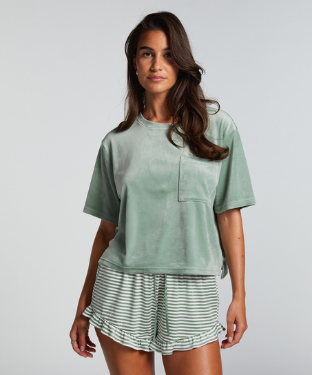 Top Velours Pocket, Groen
