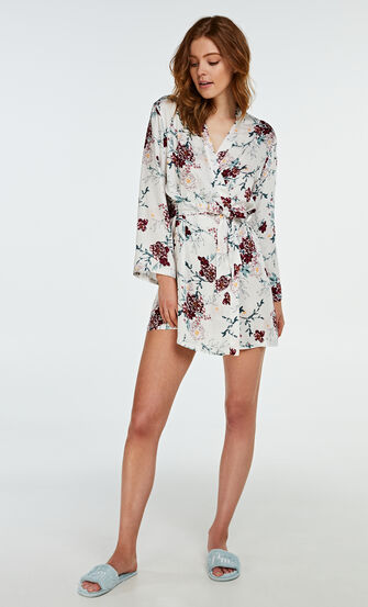 Kimono woven blossom, Wit