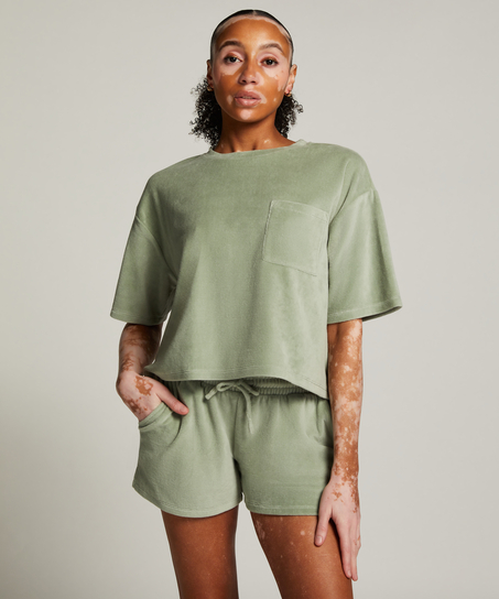Top velours manches courtes, Vert