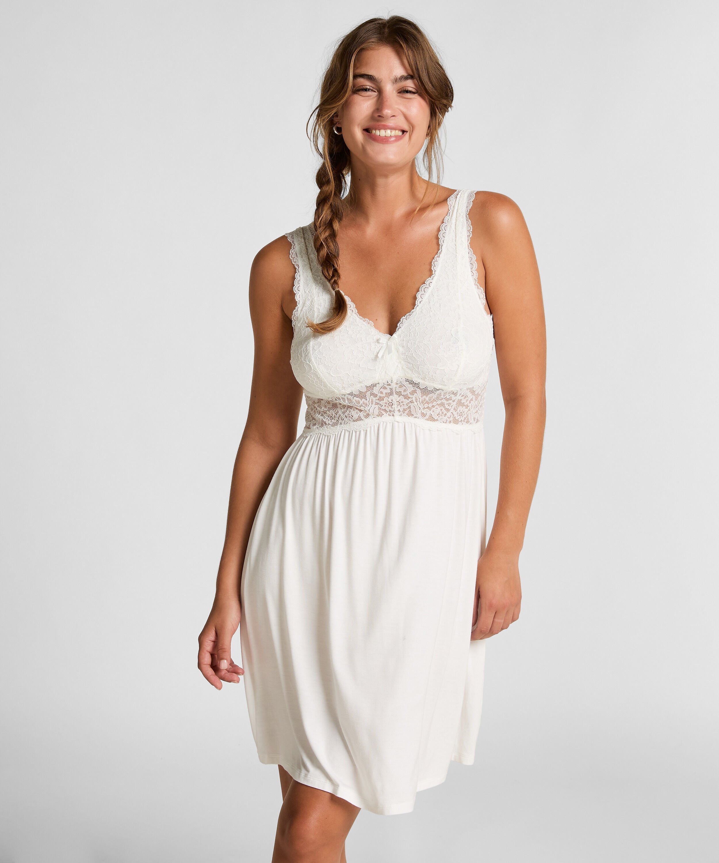 Slipdress Nora Lace, Wit