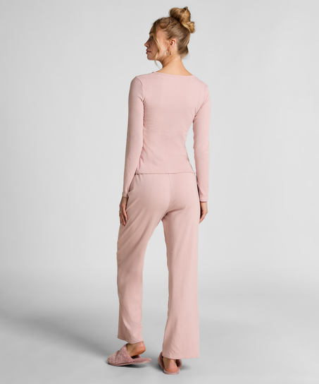Pyjama top Henley, Roze