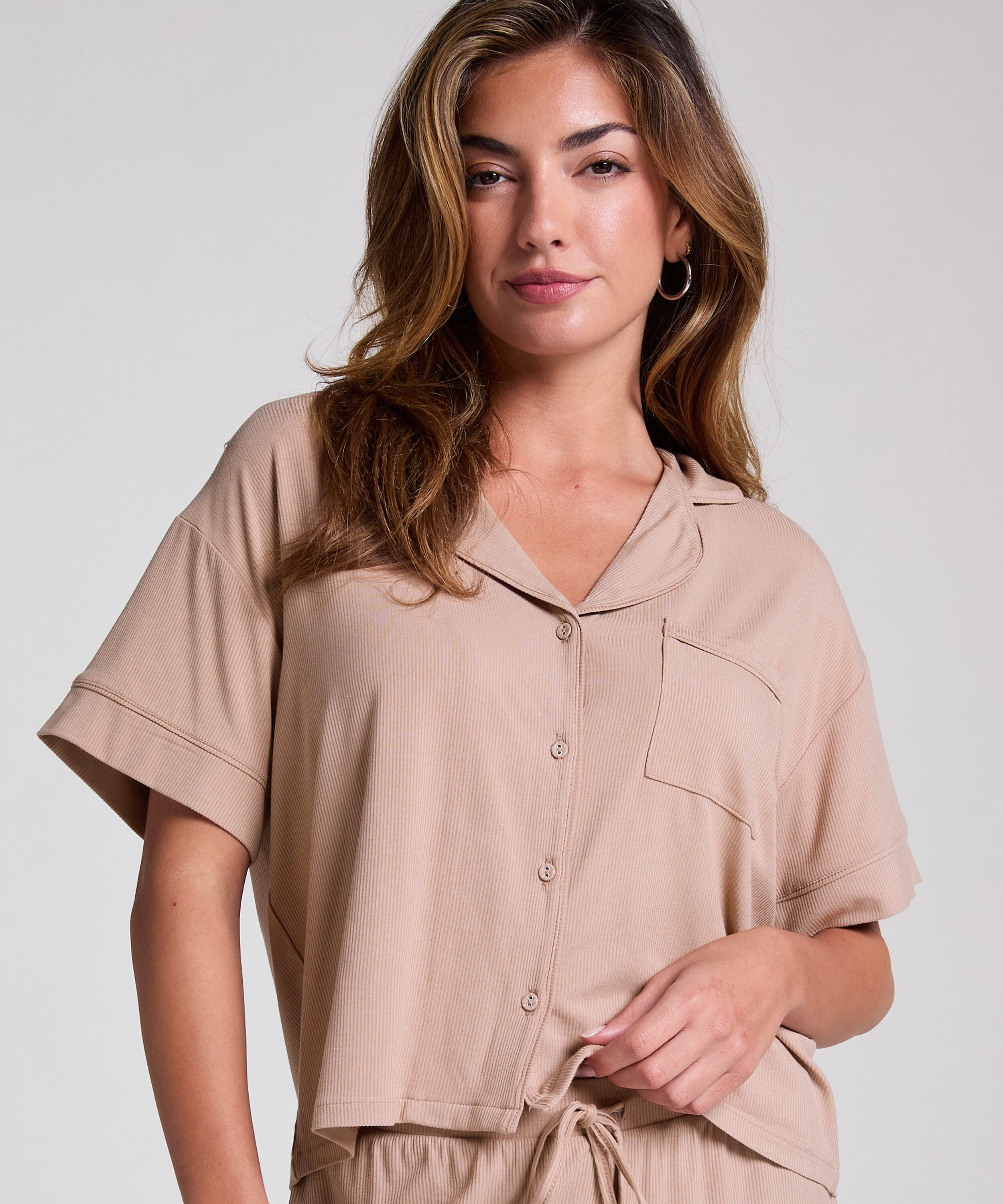 Chemise de pyjama Jersey Essential, Beige