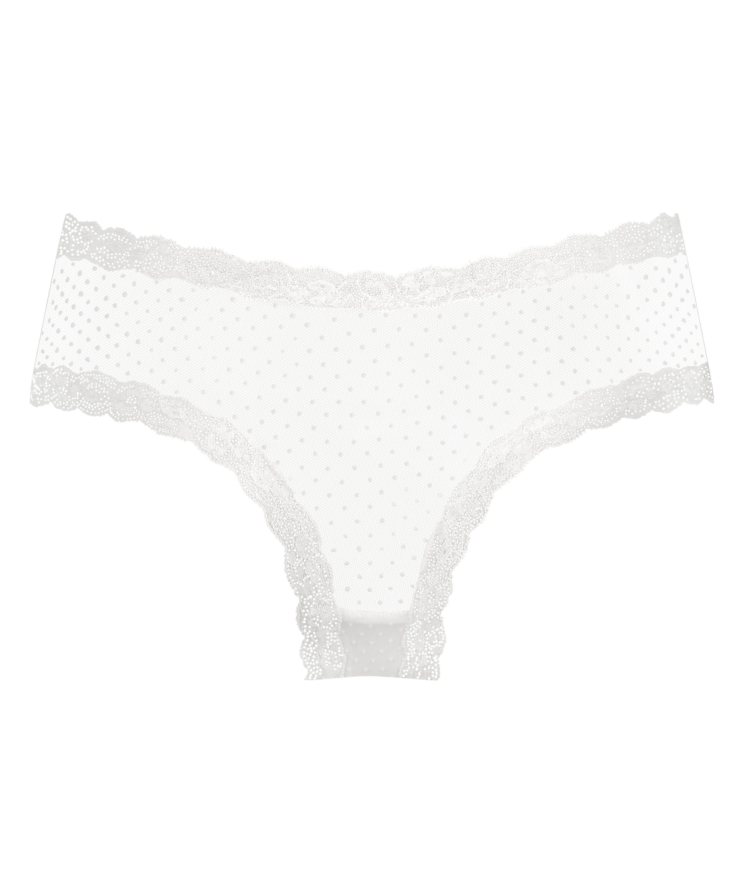 Slip br&eacute;silien V-shape mesh, Blanc, main