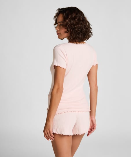 Pointelle short, Roze