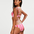 Slip de bikini br&eacute;silien taille basse Candy Stripes, Rose