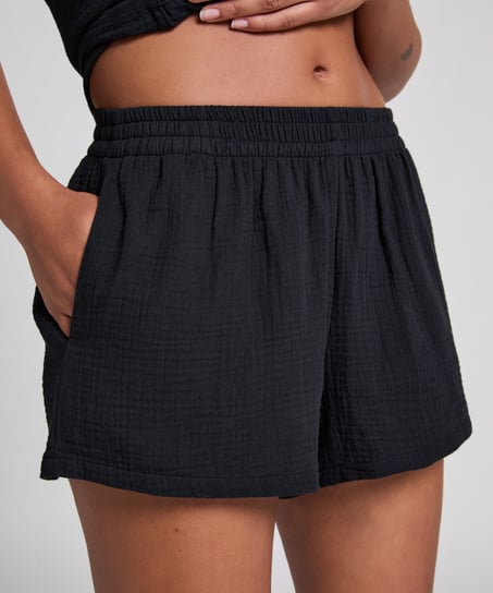 Short en mousseline, Noir