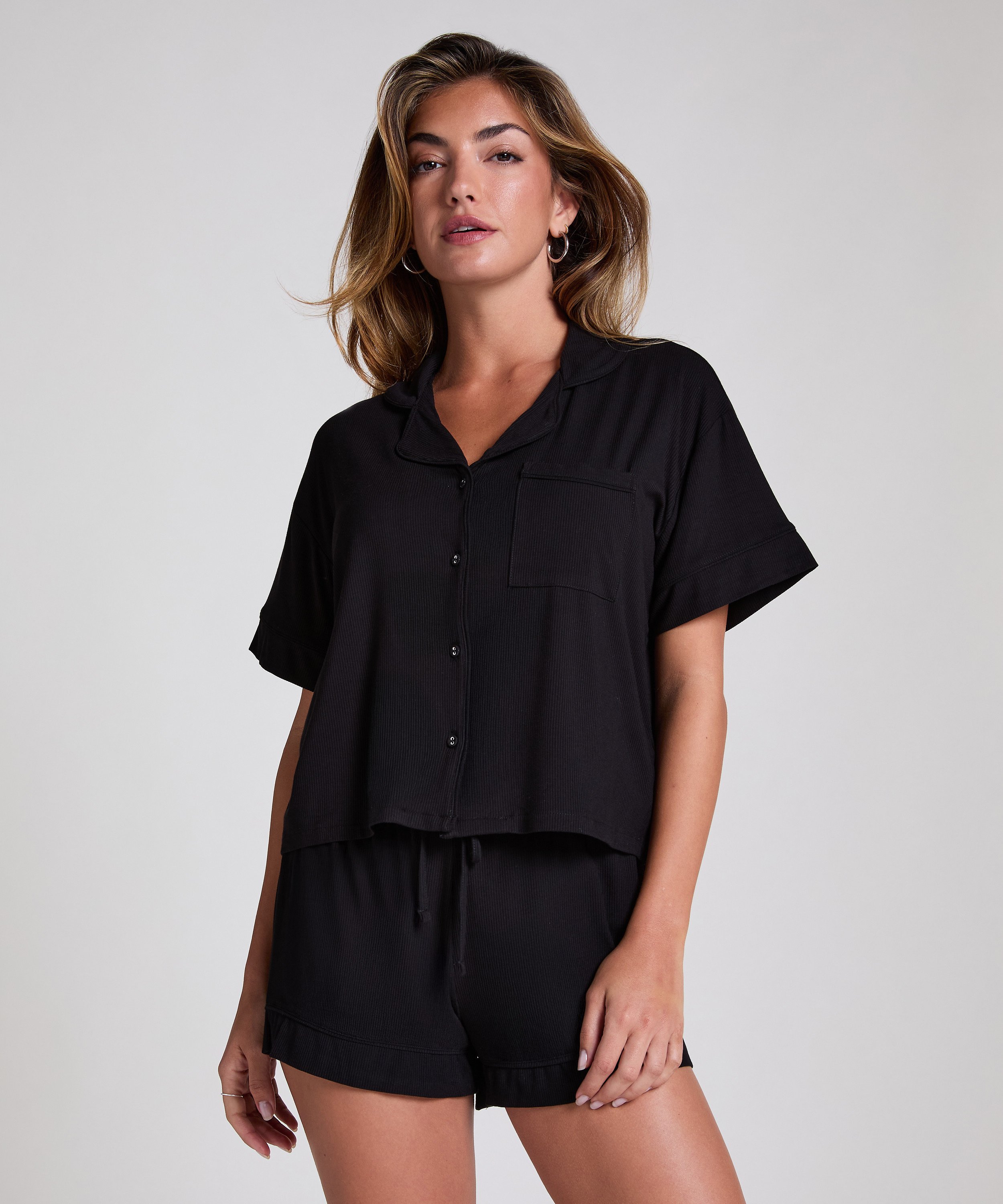 Veste en Velours, Noir, main