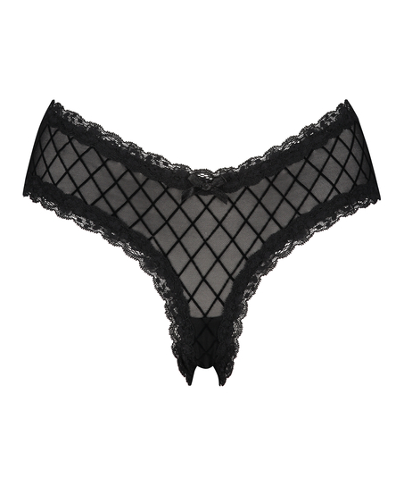 Slip br&eacute;silien V-shape mesh, Noir