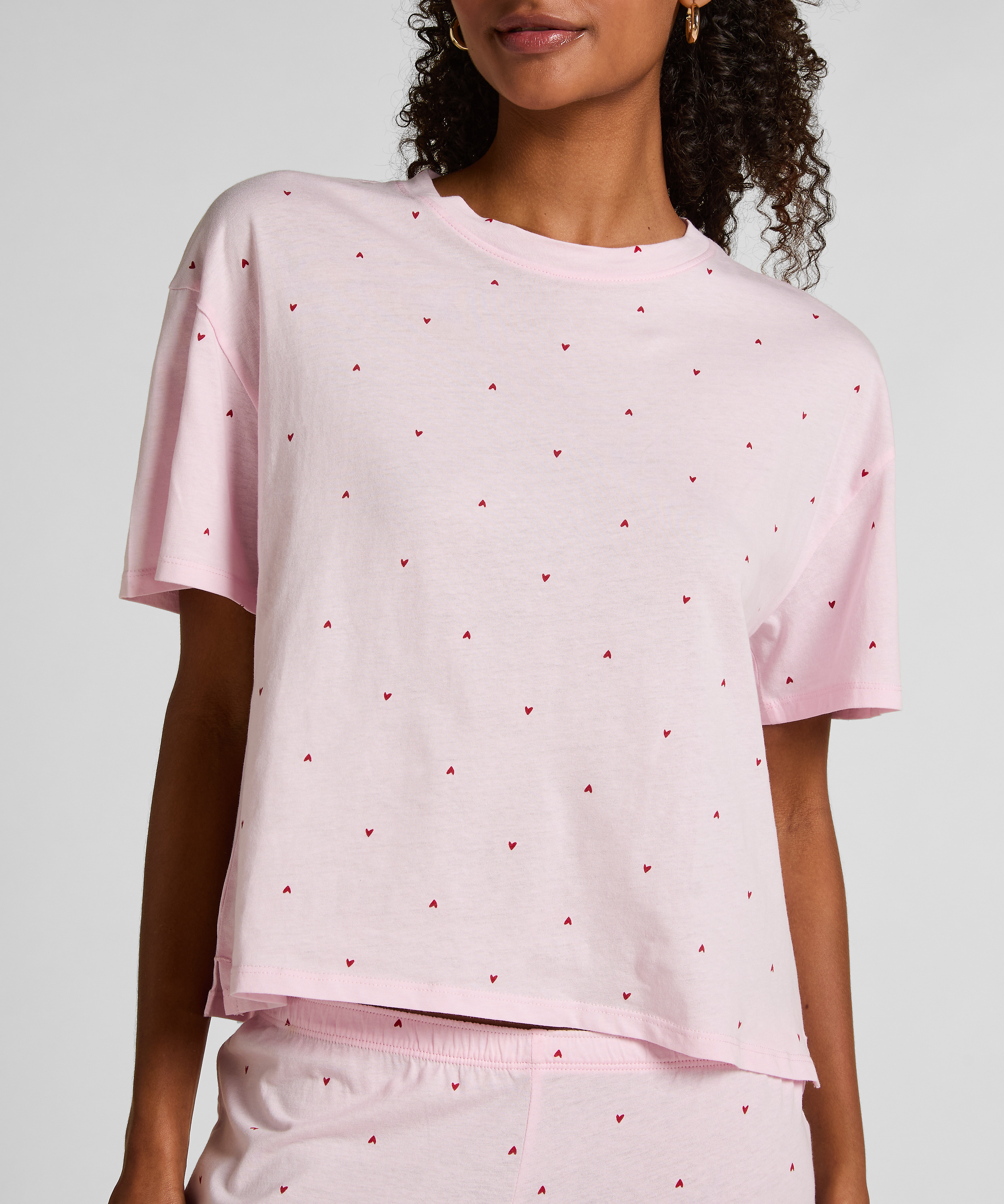 Pyjama Set Katoen Print, Roze, main