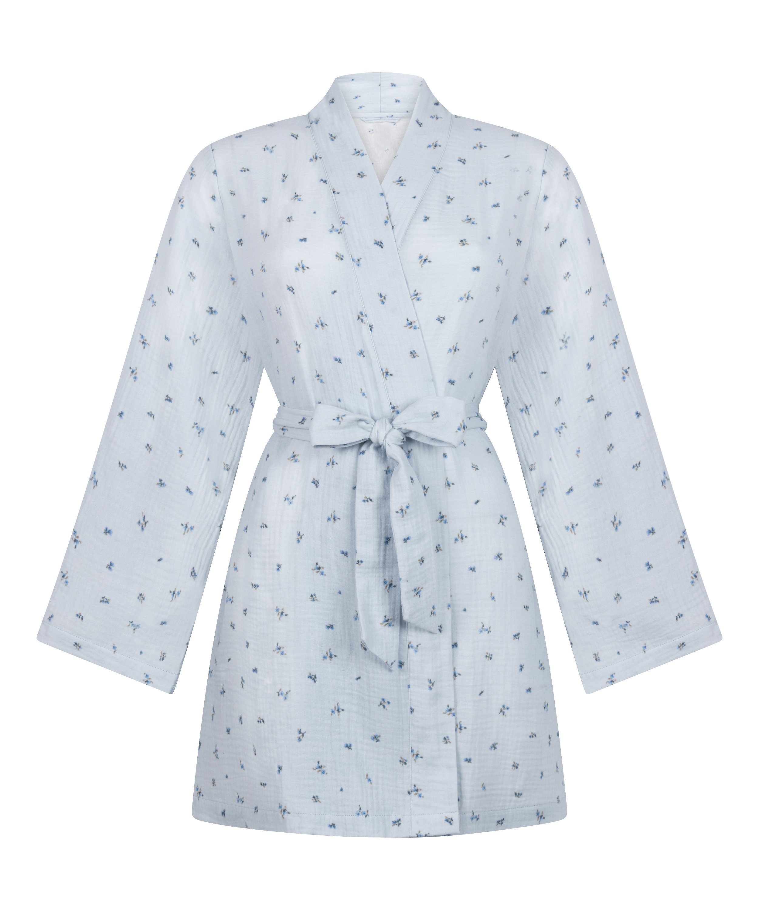 Robe courte en mousseline, Bleu, main