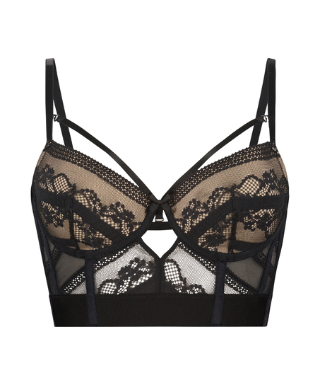 Soutien-gorge à armatures préformé longline Cleo, Noir