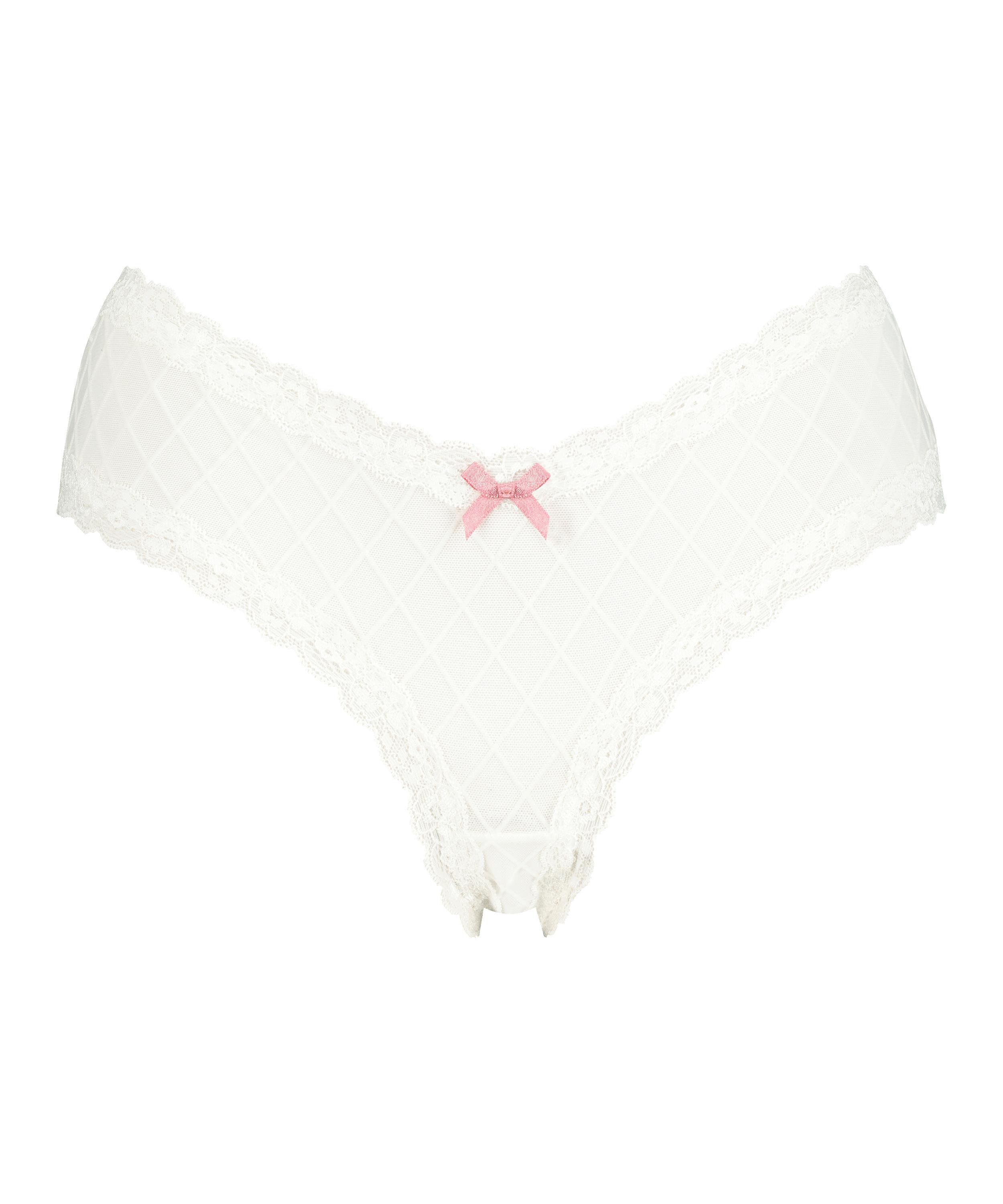 Slip brésilien V-shape mesh, Blanc, main