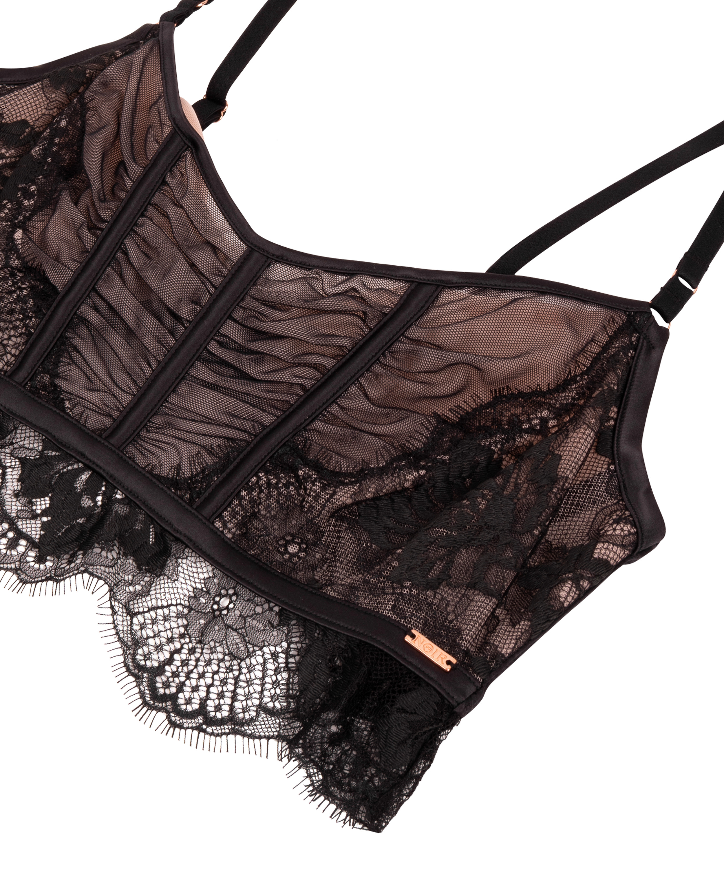 Soutien-gorge &agrave; armatures non-pr&eacute;form&eacute; longline Cynthia, Noir, main