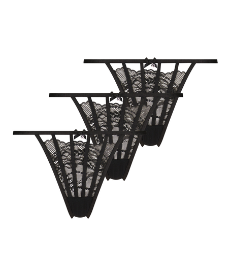 3-pack strings Maxime, Zwart
