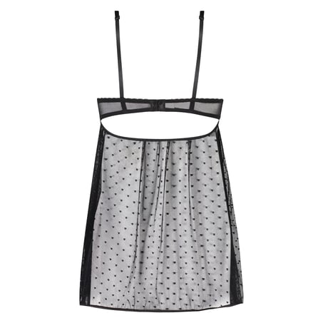 Slipdress met beugel Dot Mesh Bow, Zwart