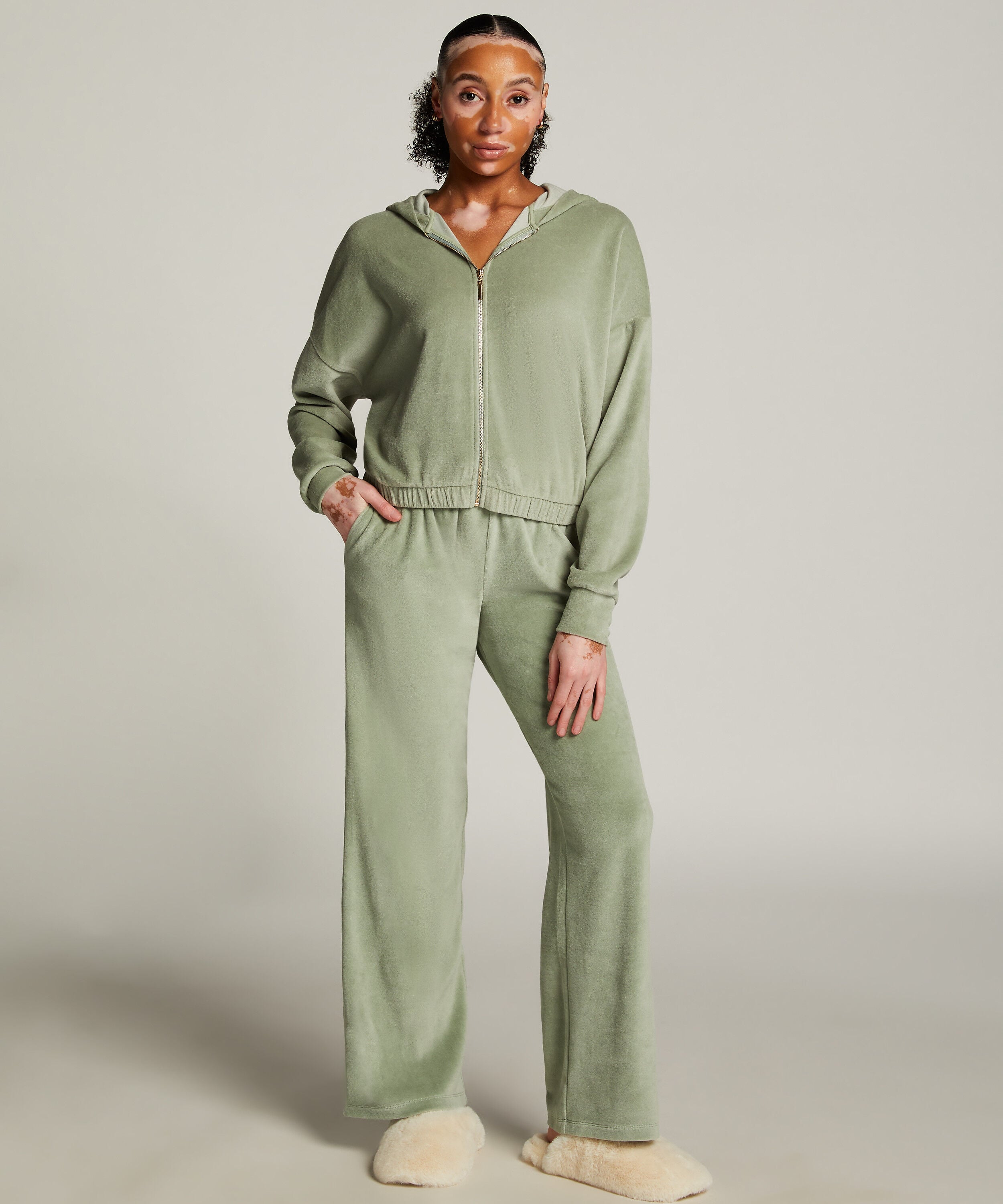 Velours pyjamabroek, Groen
