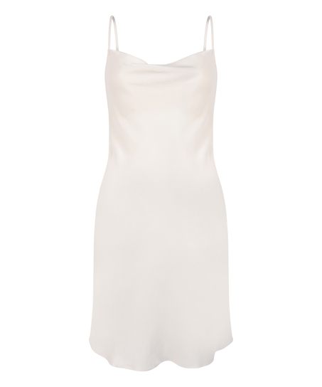 Robe nuisette en satin Minimal, Blanc