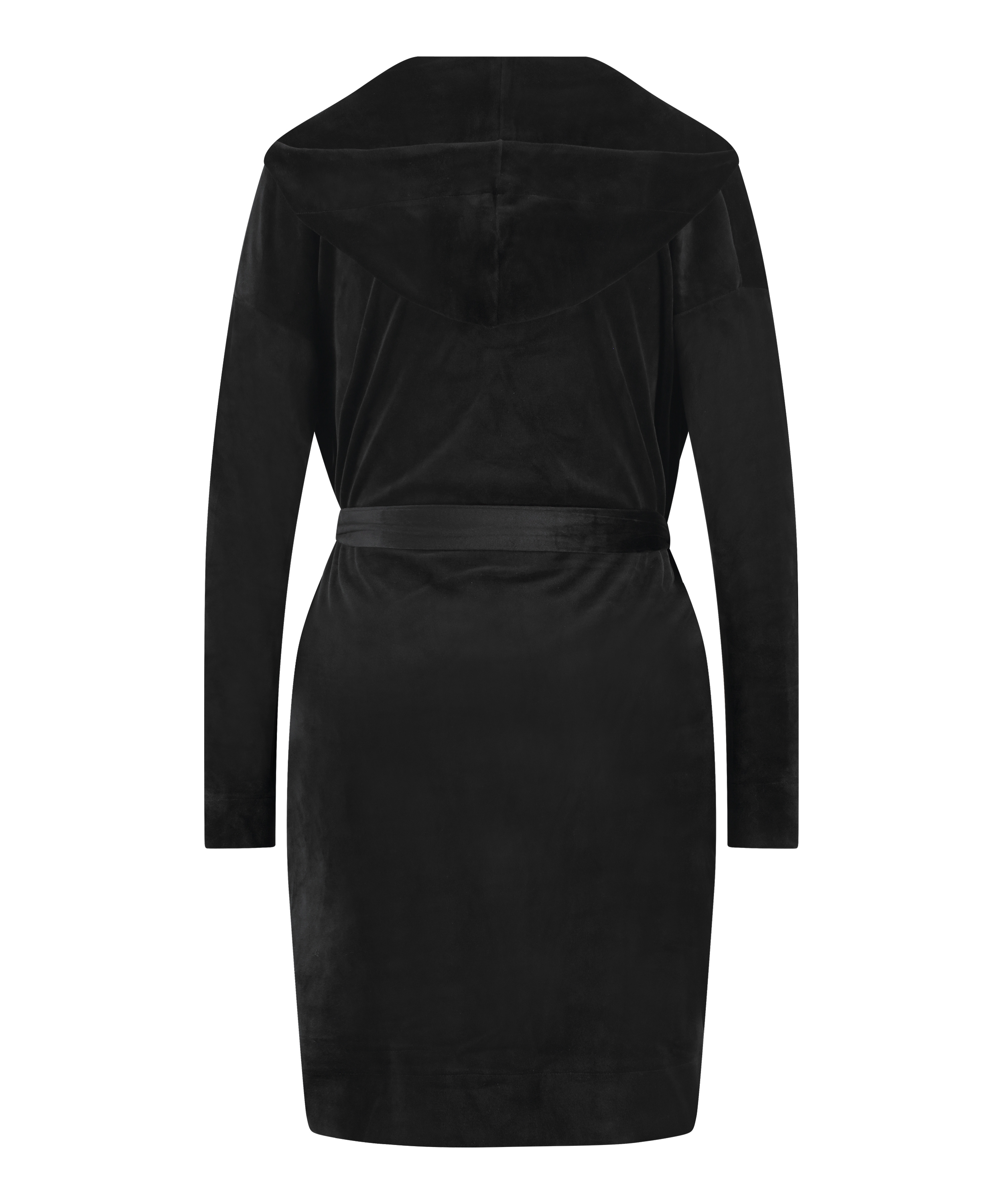 Korte badjas Velours, Zwart, main
