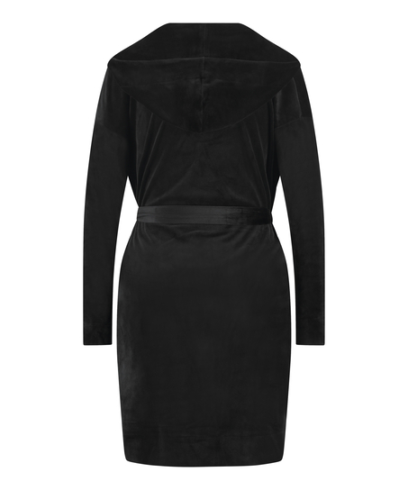 Korte badjas Velours, Zwart