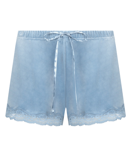 Shorts Velours Lace, Blauw