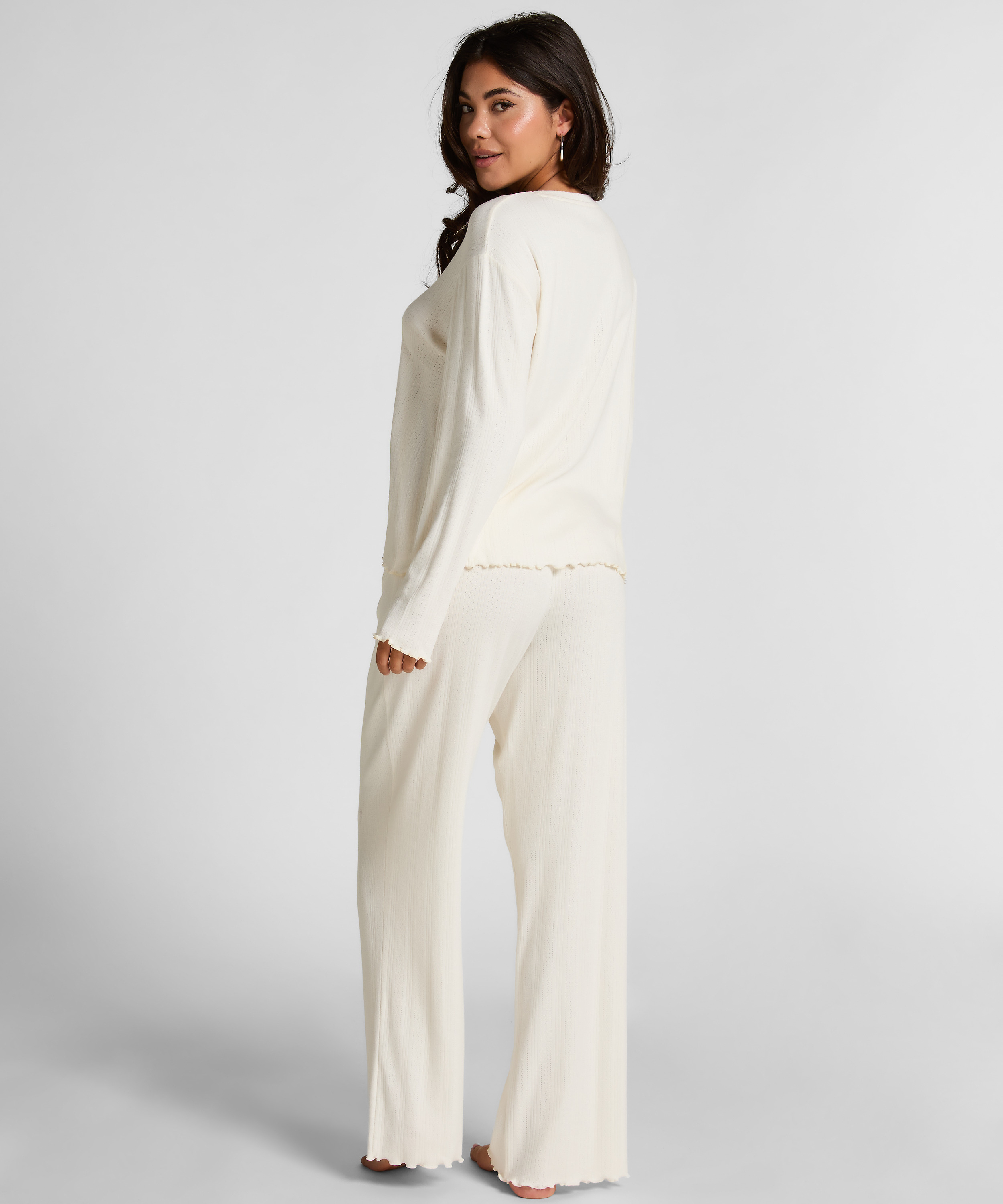 Pyjama Pant Loose Pointelle, Blanc, main
