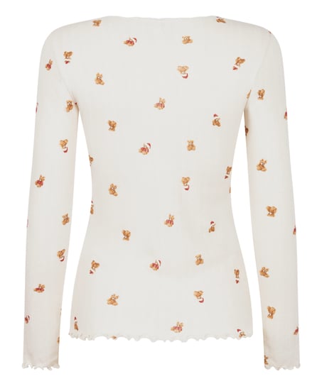 Pyjamatop Pointelle, Wit