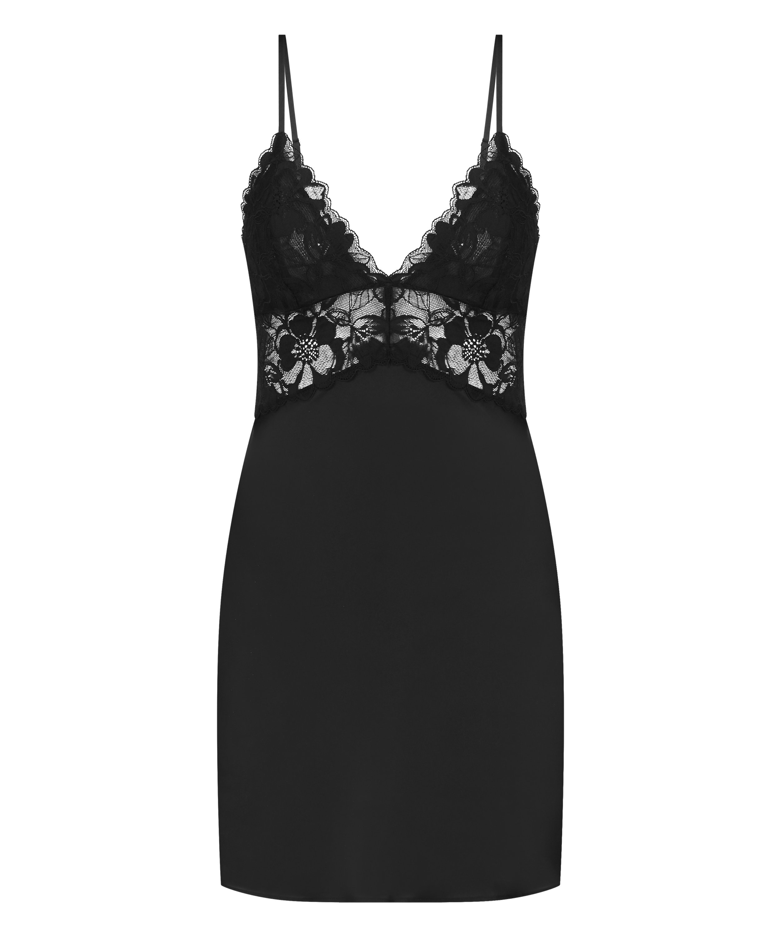 Slipdress Satin, Zwart, main