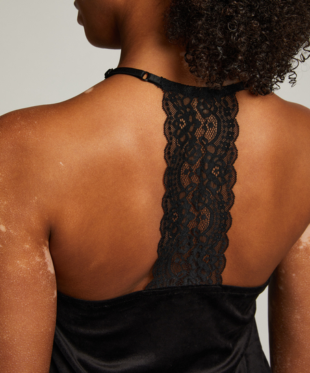 Top Velours Lace, Noir