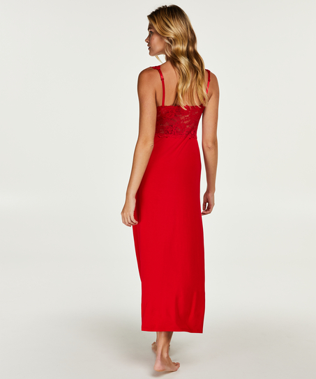 Slipdress Modal lace long, Rood