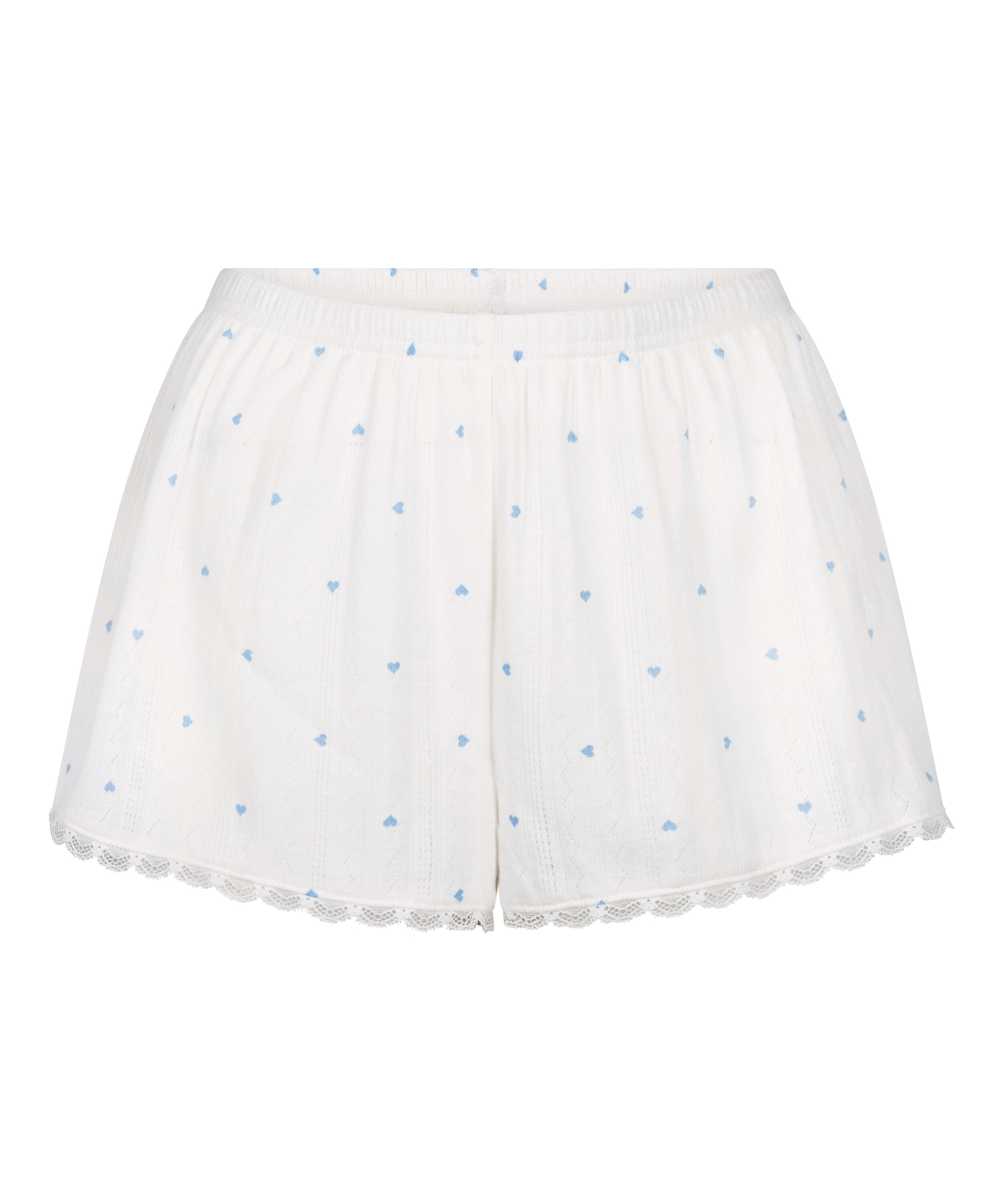 Pyjama shorts Pointelle, Blauw