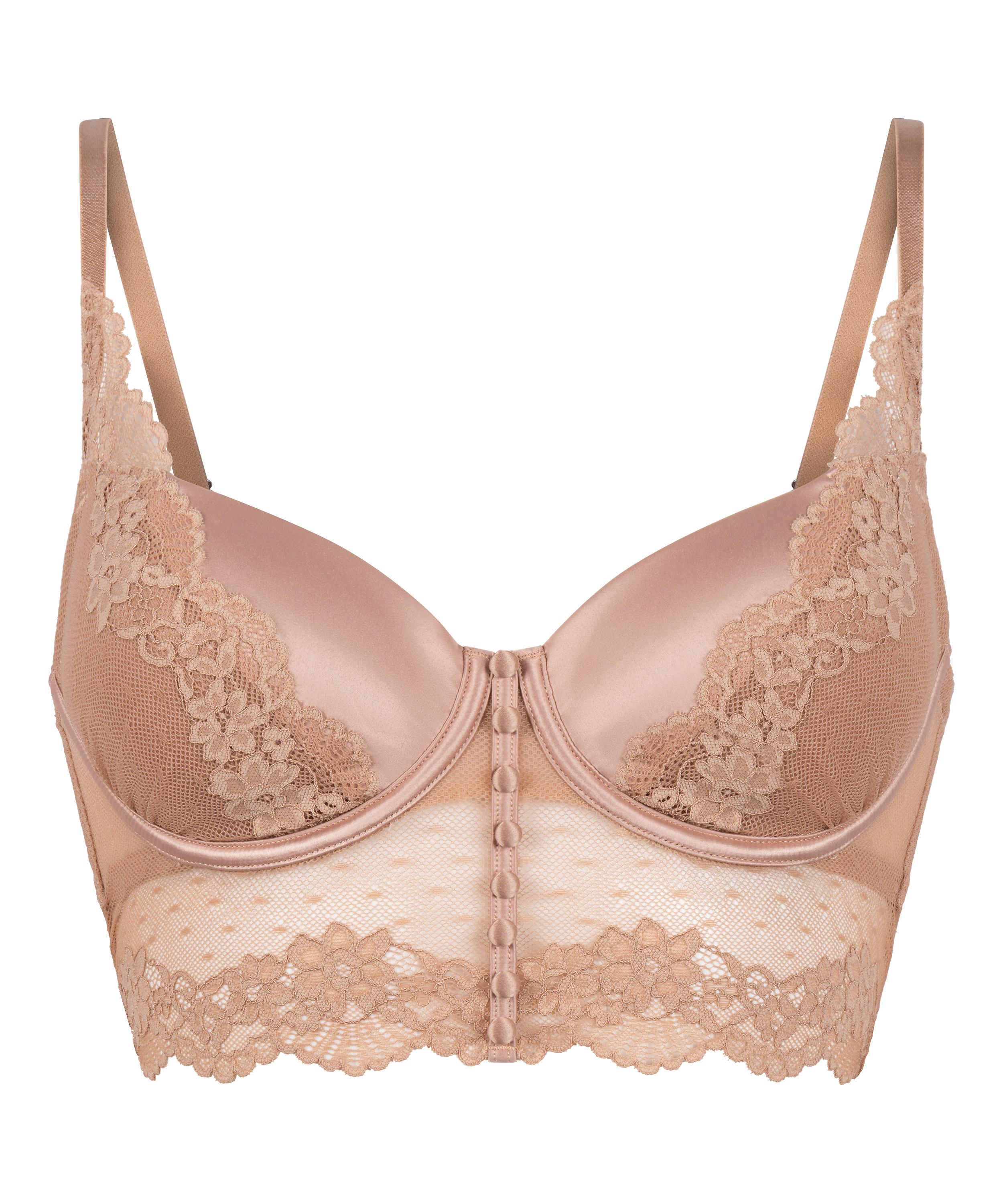 Soutien-gorge &agrave; armatures rembourr&eacute; longline Laila, Brun, main