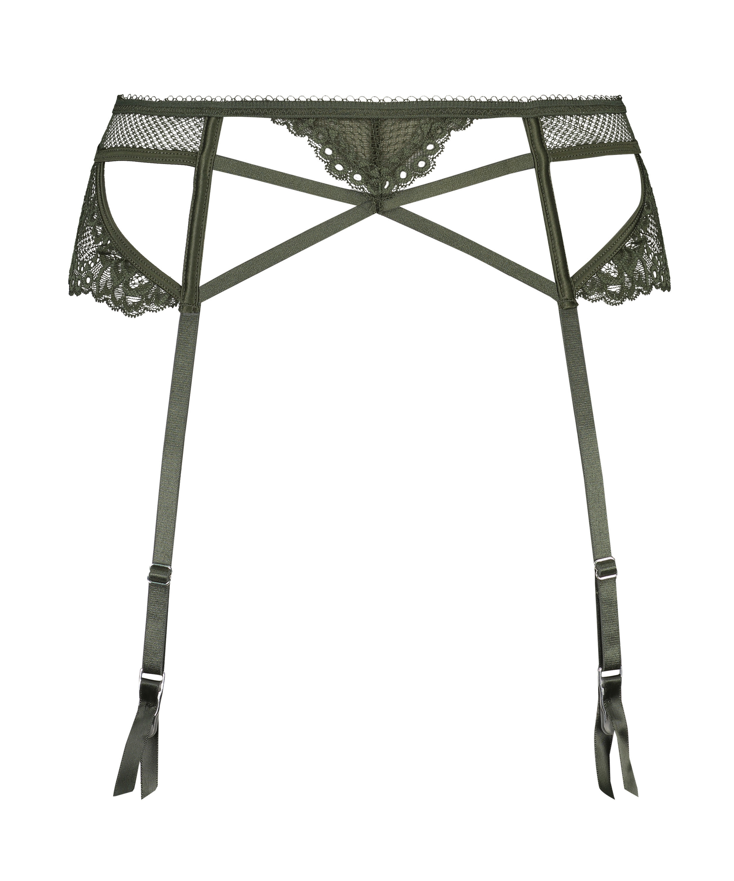 Porte jarretelle Anna, Vert, main