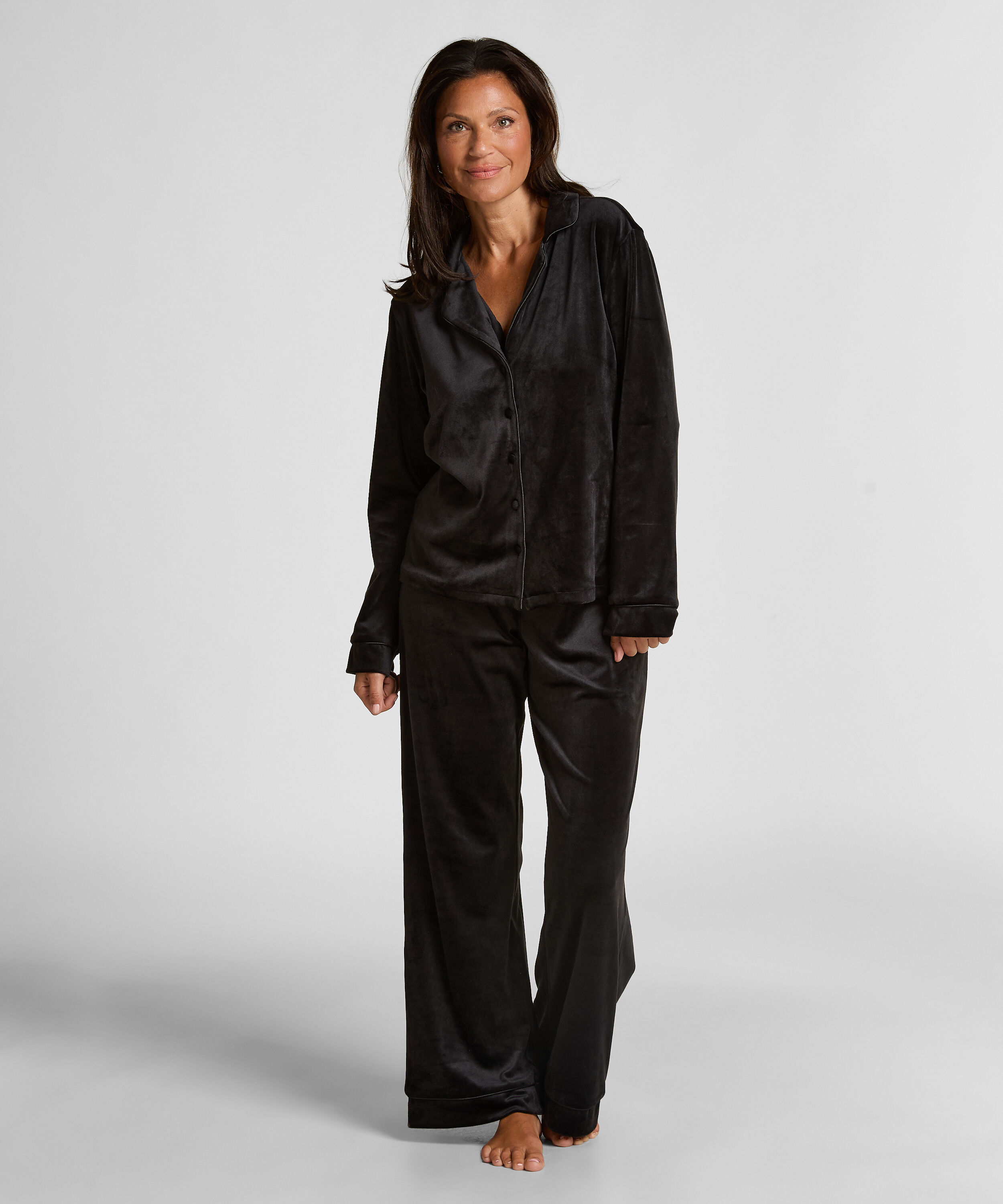 Lange mouwen jacket velours, Zwart