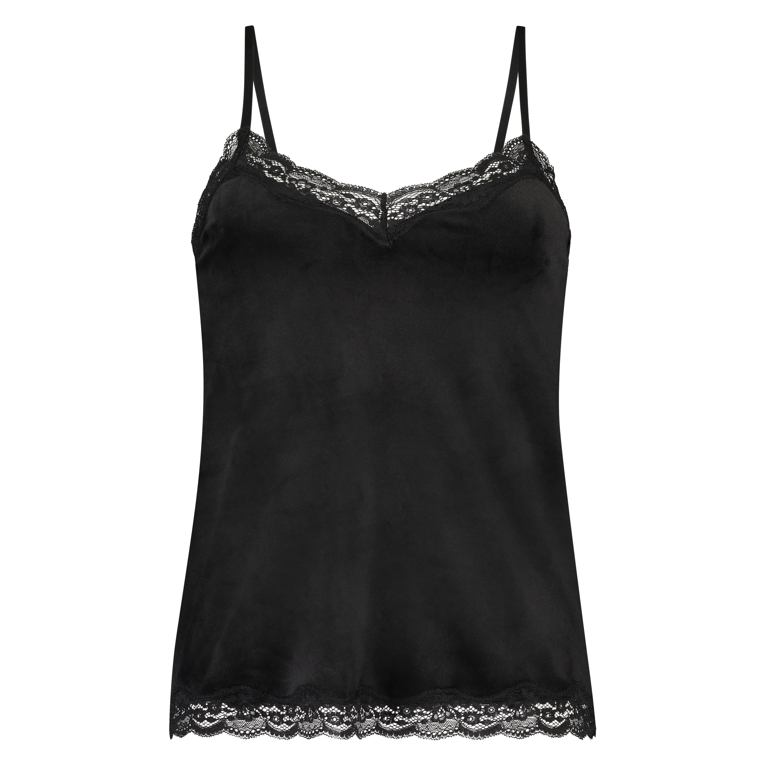 Cami top Velours Lace, Zwart, main