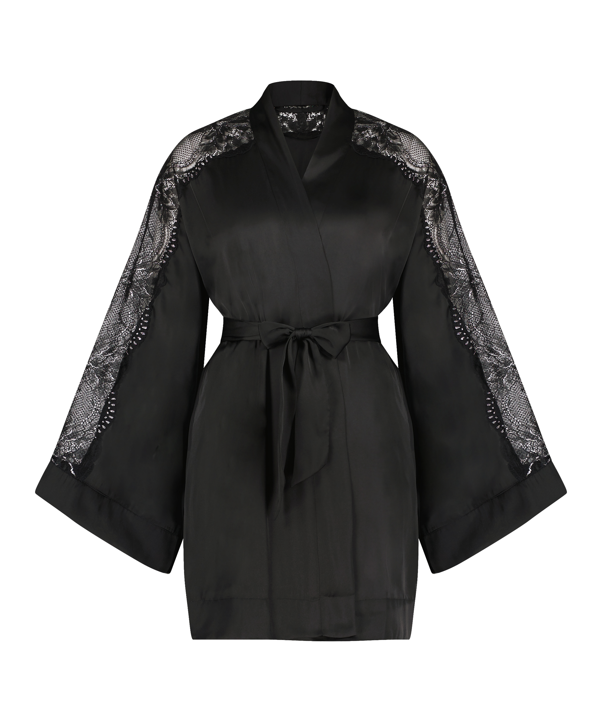 Kimono Satin Donna Sparkle, Noir, main