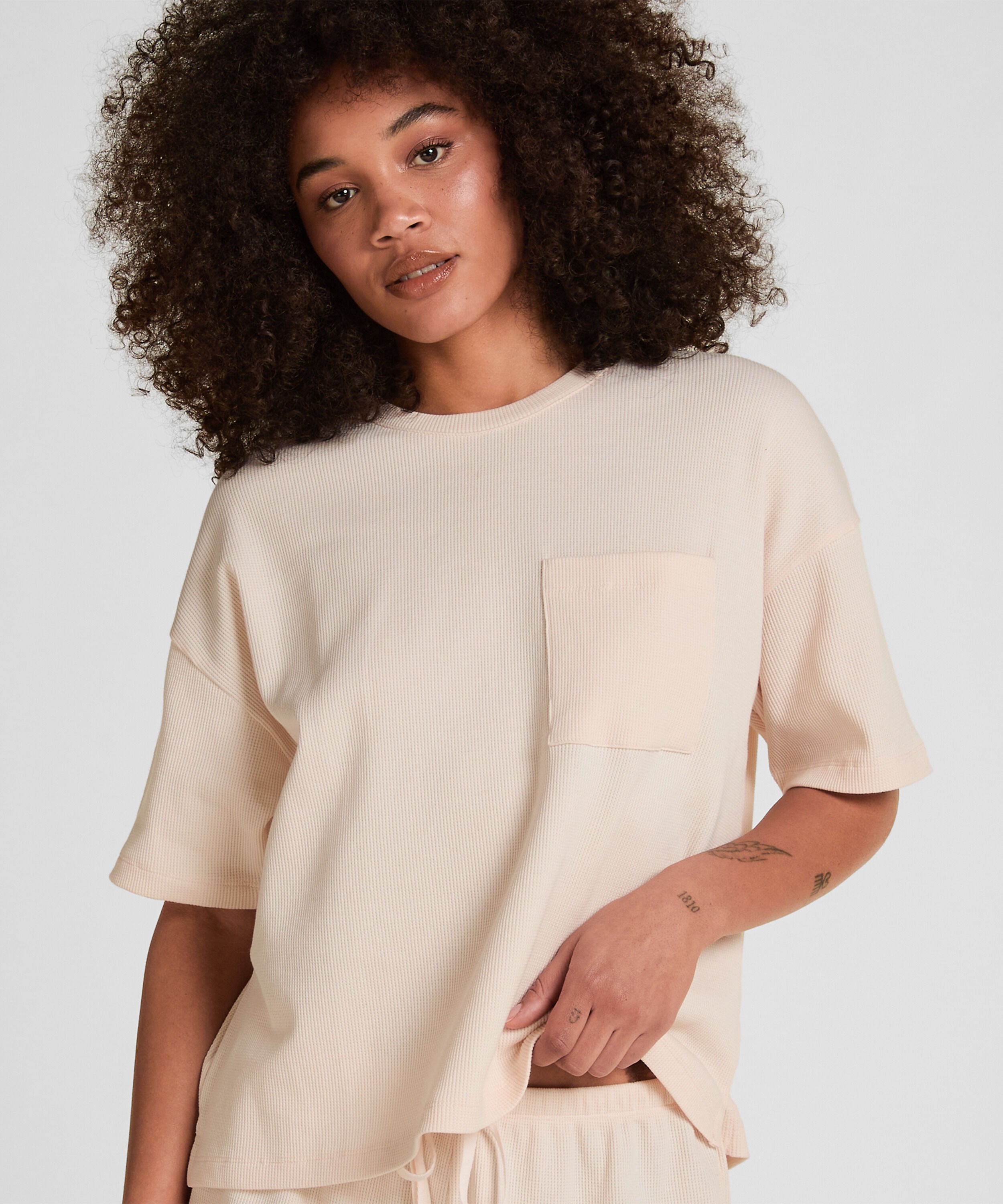 Pyjama Top Waffle, Roze Pyjama Top Waffle, Roze