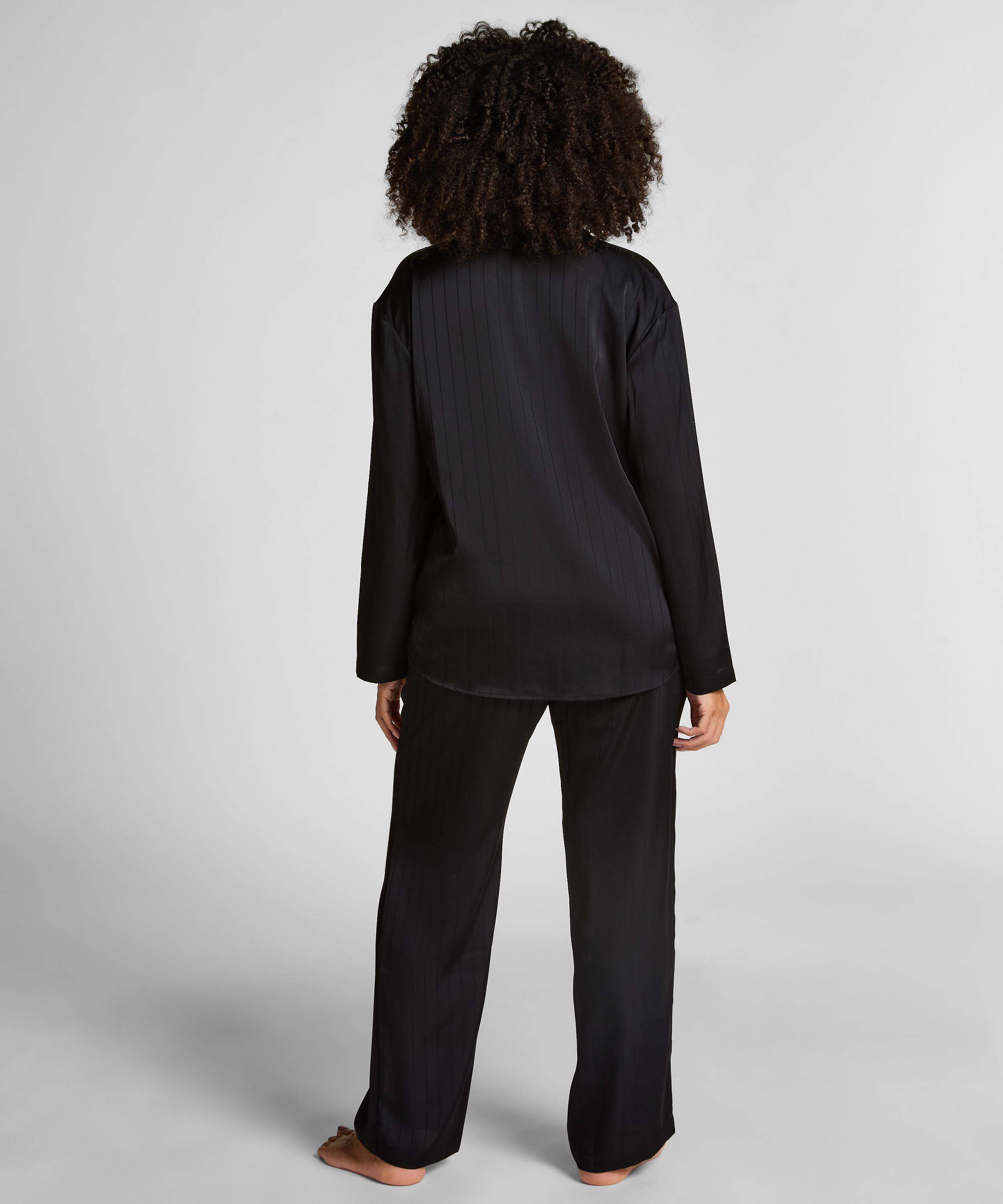 Veste en satin &agrave; rayures, Noir, main