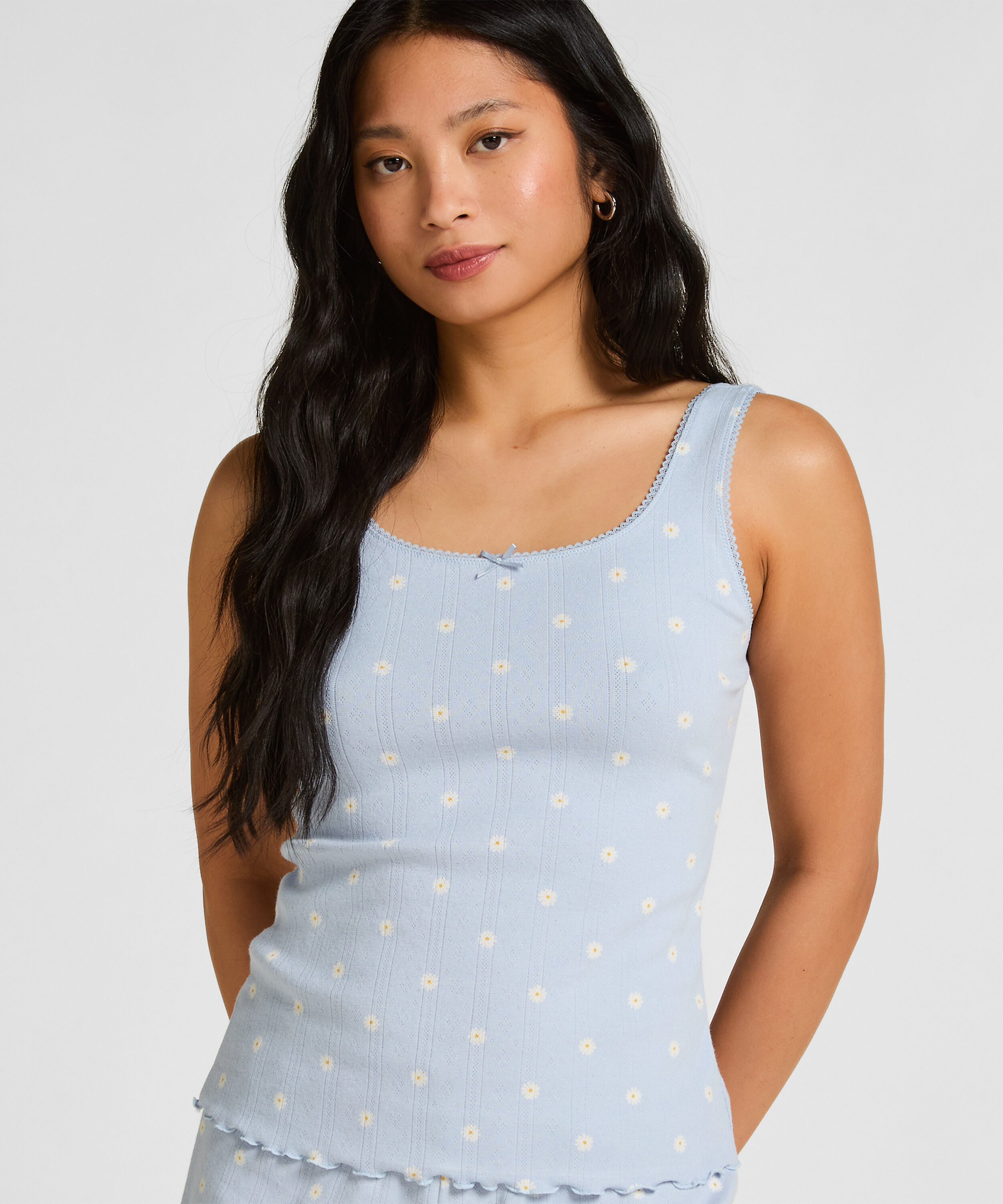 Débardeur Pointelle, Bleu Débardeur Pointelle, Bleu