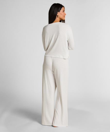 Pyjamatop met lange mouwen, Beige